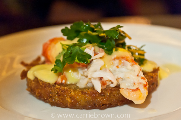 SMOKED KING CRAB served with hashbrown potatoes, gremoulata and bacon hollandaise