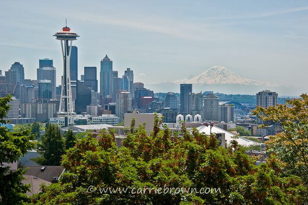 Seattle Skyline with the Space Needle and Mount Rainier