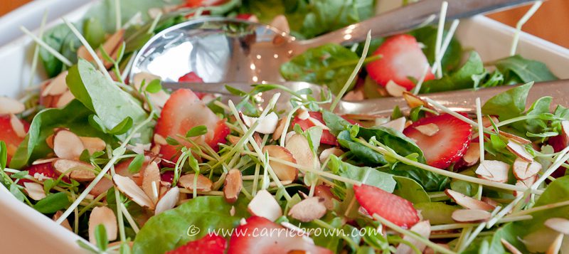 Strawberry Pea Shoot Salad