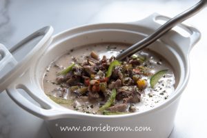 Cheesy Peppered Steak Soup | Carrie Brown